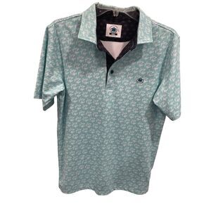 Glory Days Apparel Men's Performance Polo Small Green‎ All-Over Print Crown